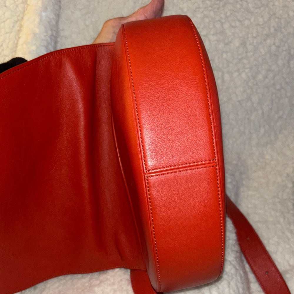 Cuyana Like New. Red Leather Crossbody Half Moon Bag - Picture 7 of 8